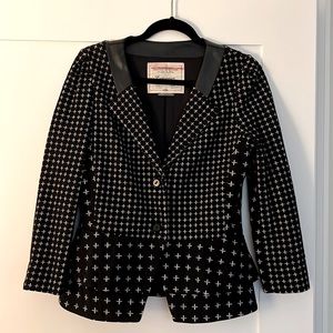 Anthropologie Cartonnier black patterned blazer size medium